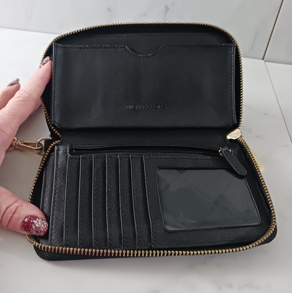 Michael Kors Black Sparkly Phone Wallet Wristlet - Picture 9 of 14